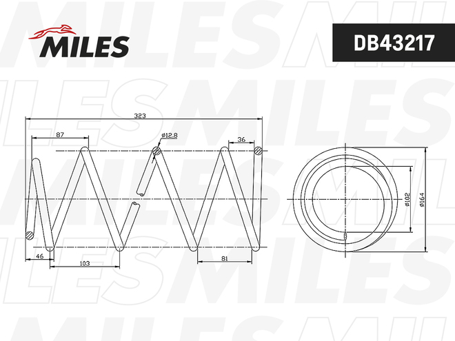 Пружина подвески TOYOTA WISH #NE1#G 1ZZ 2/4WD /1AZFSE 07S 03- передняя (OBK C4T68201) DB43217